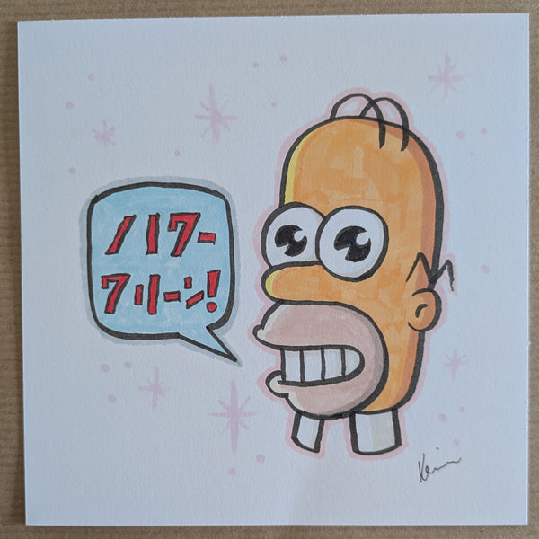 Mr Sparkle Homer - Original 5x5 Sketch by Kevin Wilson - Artists Copy